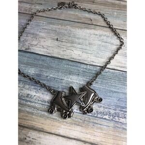 Rock Rebel Star Skates Necklace 16" NWOT Silver Tone